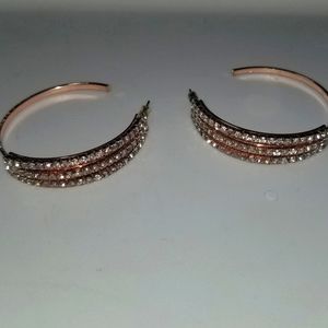 Fashion rose gold rhinestone hoops